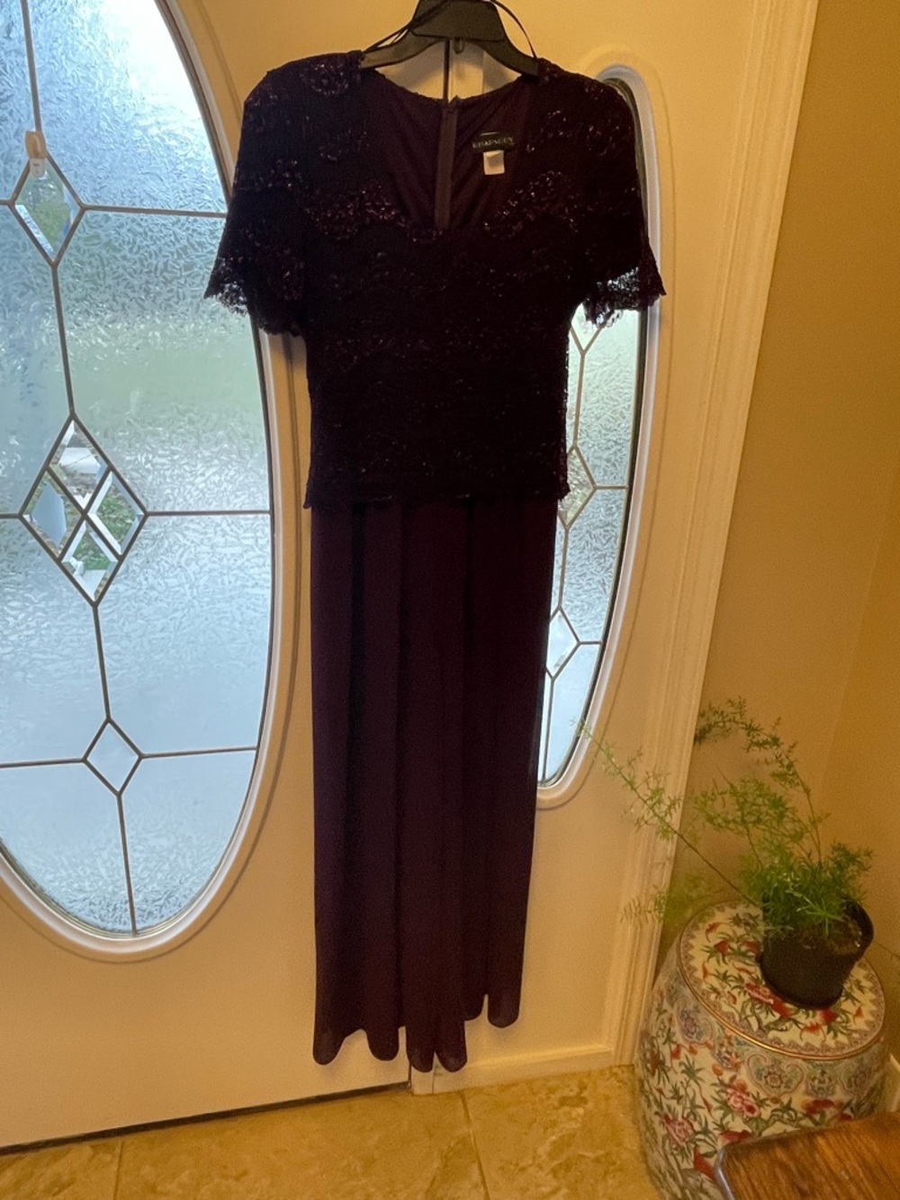 Elegant Rhapsody Jumpsuit formal with Beaded Lace Bodice